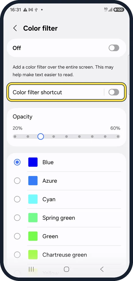 Android screenshot: And its shortcut