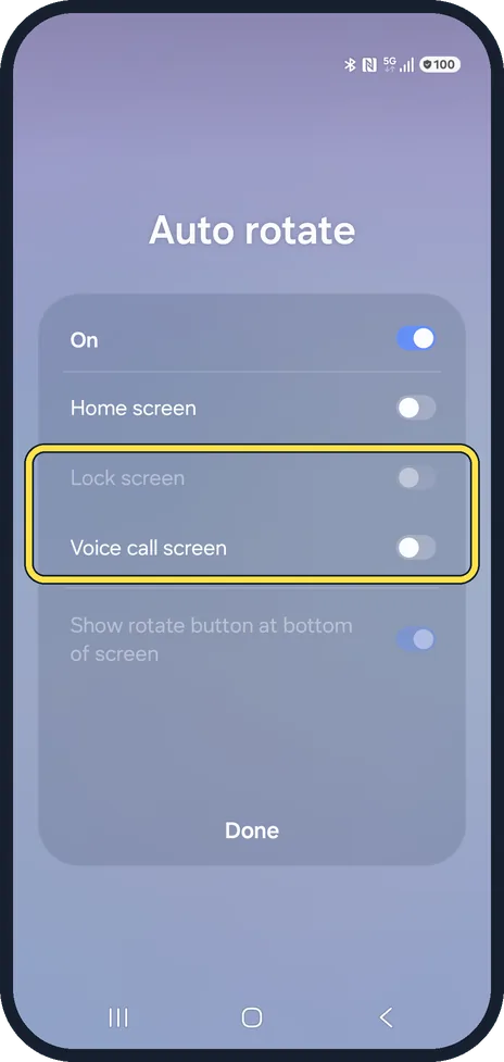 Android screenshot: Lock screen and Voice call screen