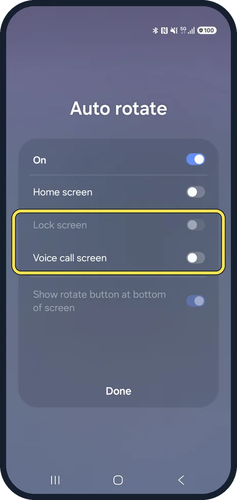 Android screenshot: Lock screen and Voice call screen