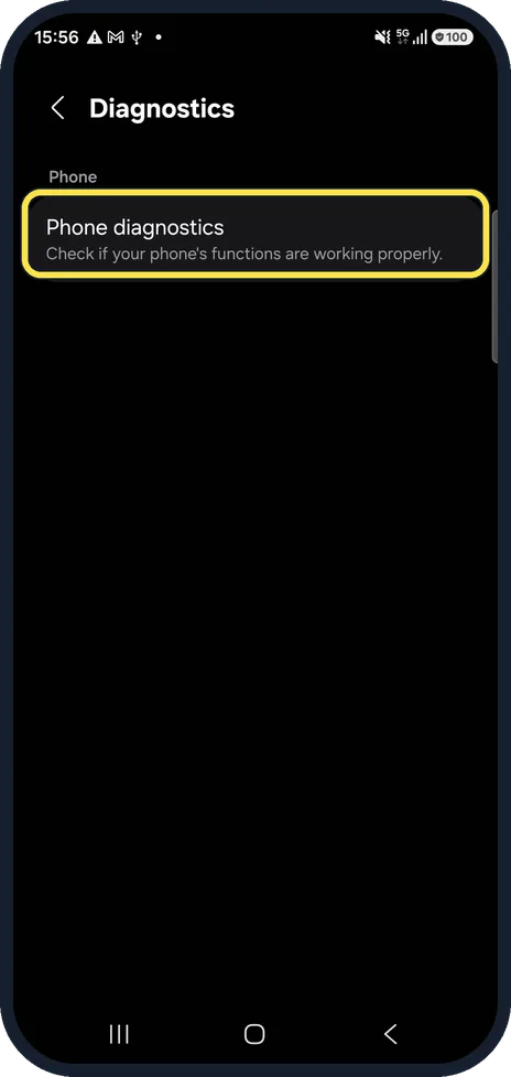 Android screenshot: Still stuck? Restart and test the sensor