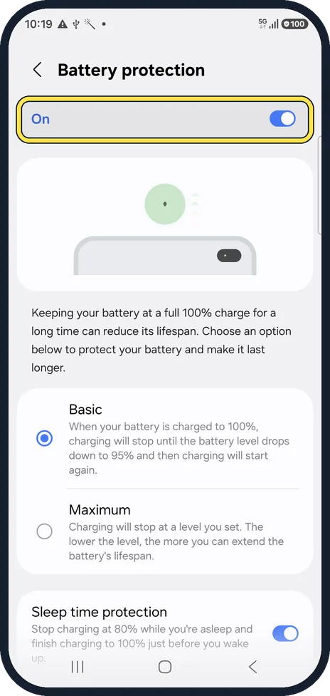 Android screenshot: See whether it is on