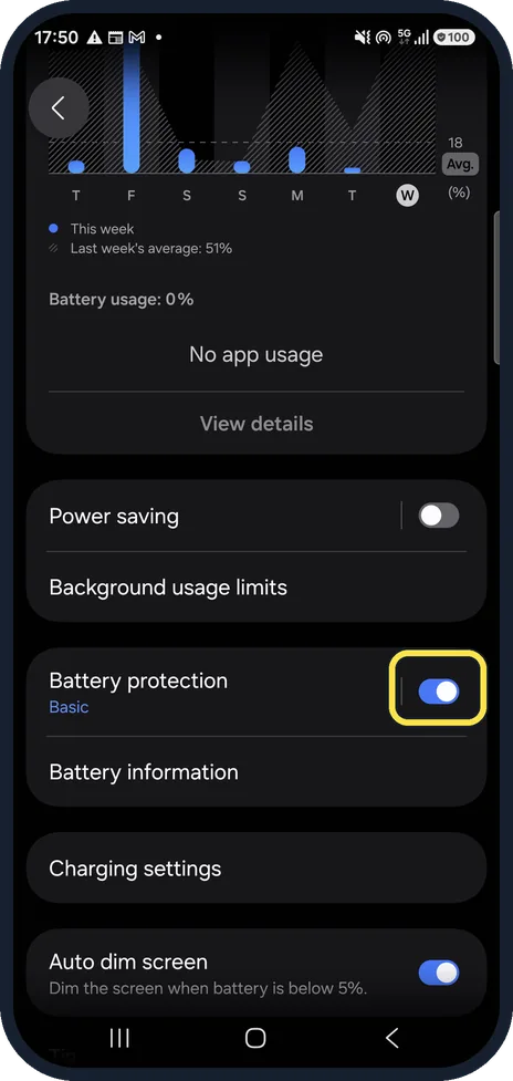 Android screenshot: See whether it is on