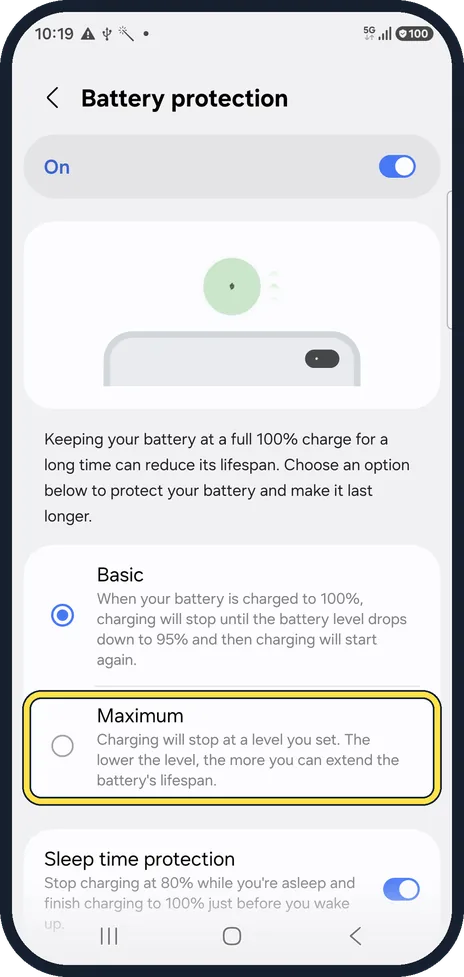 Android screenshot: Stopped at 80%, 85% or 90%? That is Maximum