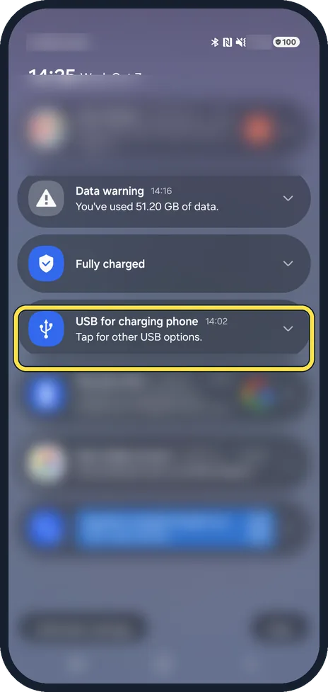 Android screenshot: Connect and unlock the phone