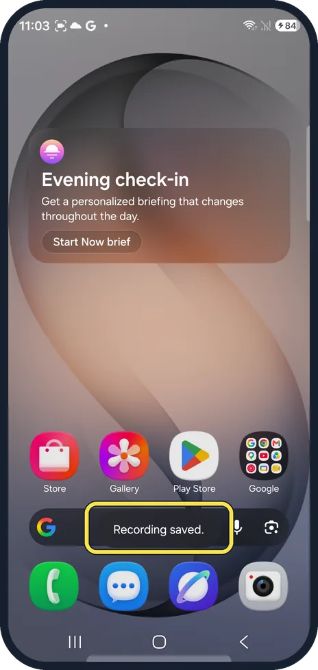 Android screenshot: Check the recording