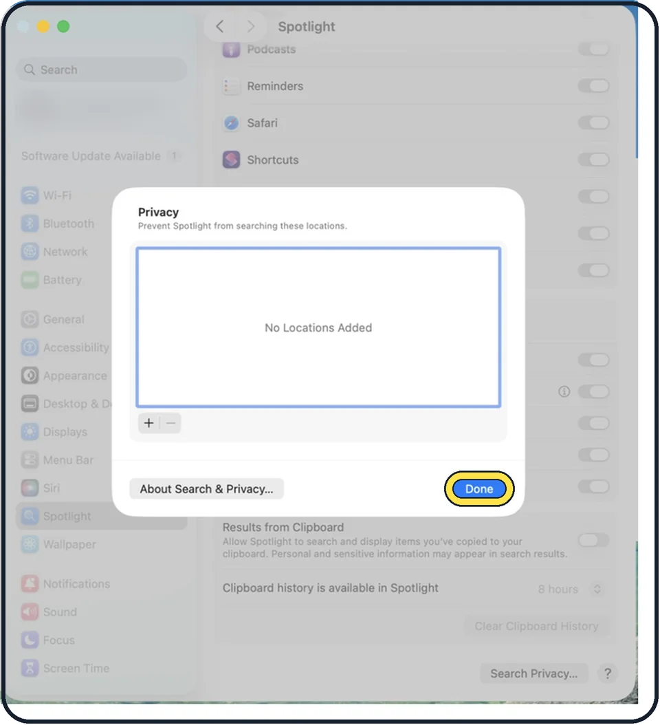Mac screenshot: Click Done and close System Settings