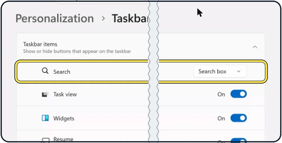 Windows screenshot: Bring back the Search box