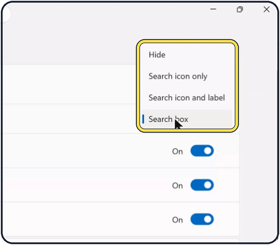 Windows screenshot: Choose how Search looks