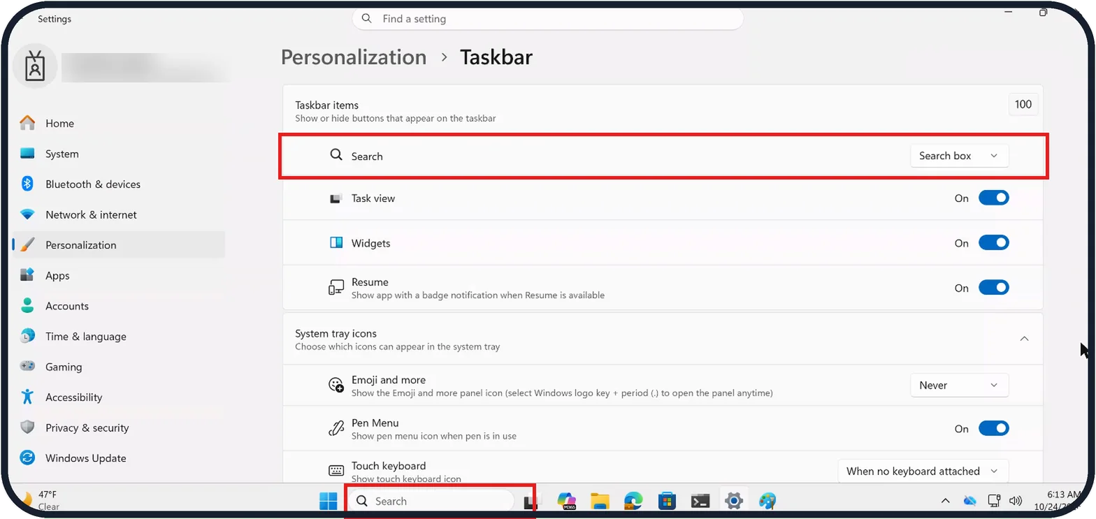 Windows screenshot: Check the taskbar