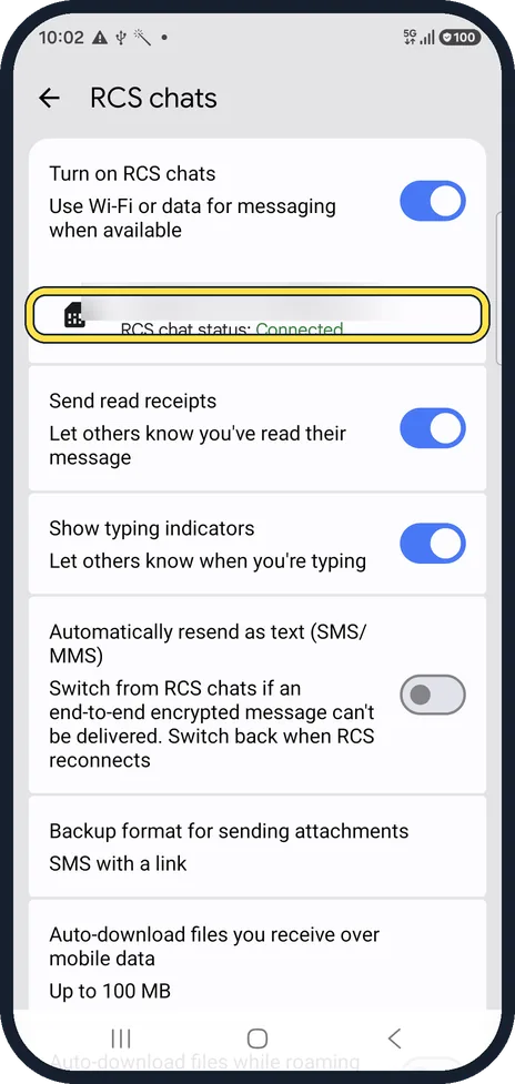 Android screenshot: Check the status