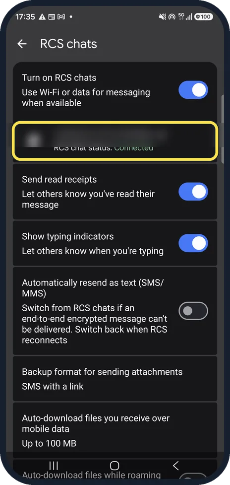 Android screenshot: Check the status