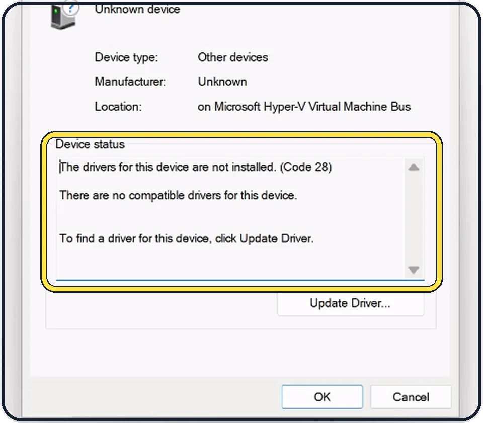 Windows screenshot: Read the device status