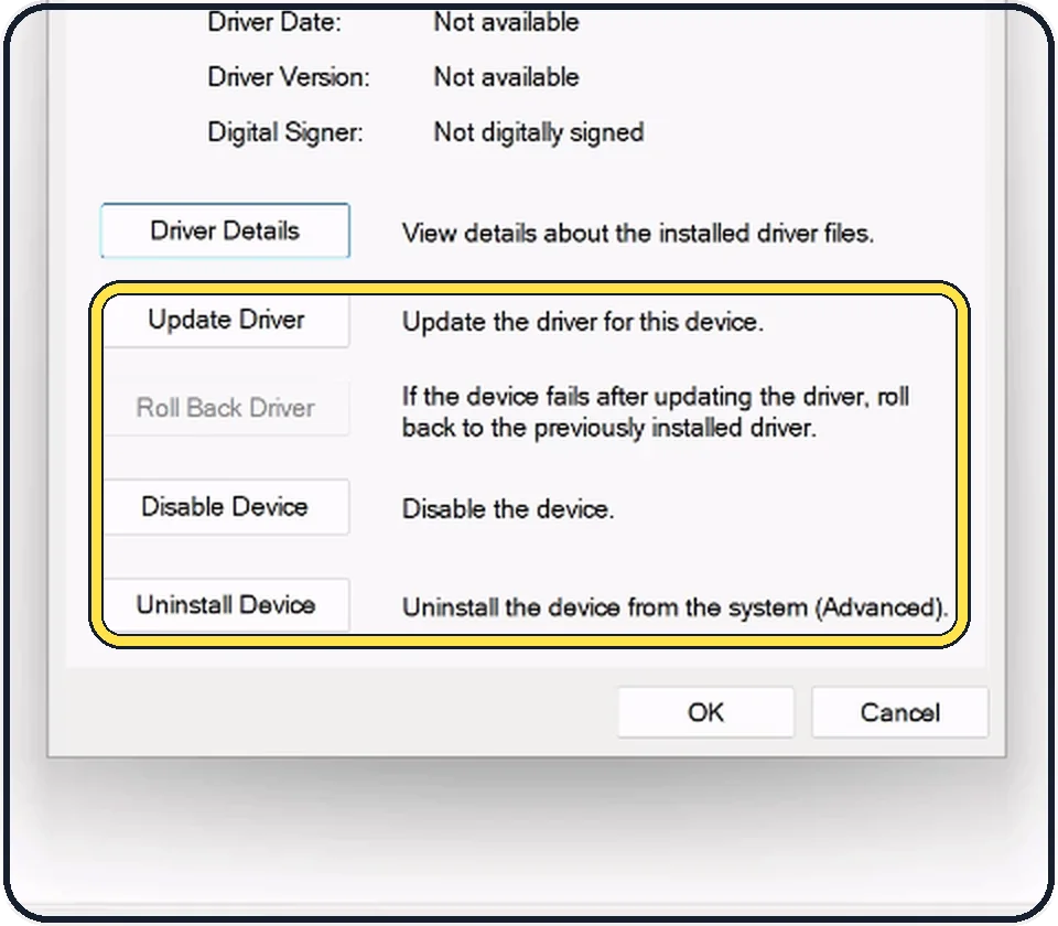 Windows screenshot: Let Windows look for a driver