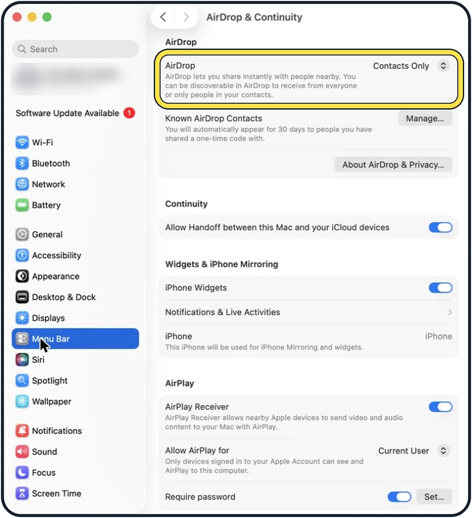 Screenshot from the guide: AirDrop not working on a Mac? 7 fixes to try