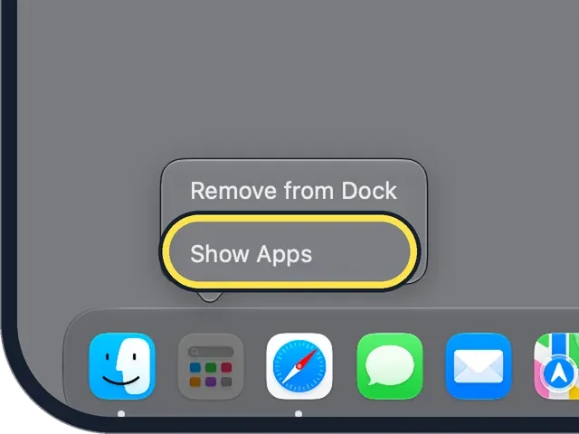 Mac screenshot: Show Apps