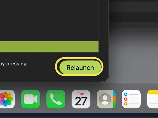 Mac screenshot: Relaunch