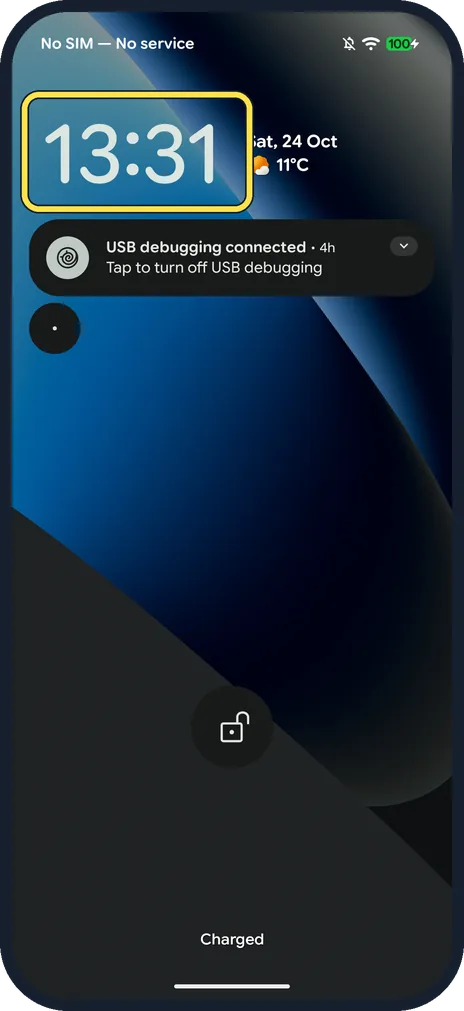 Android screenshot: The default clock back on our Pixel