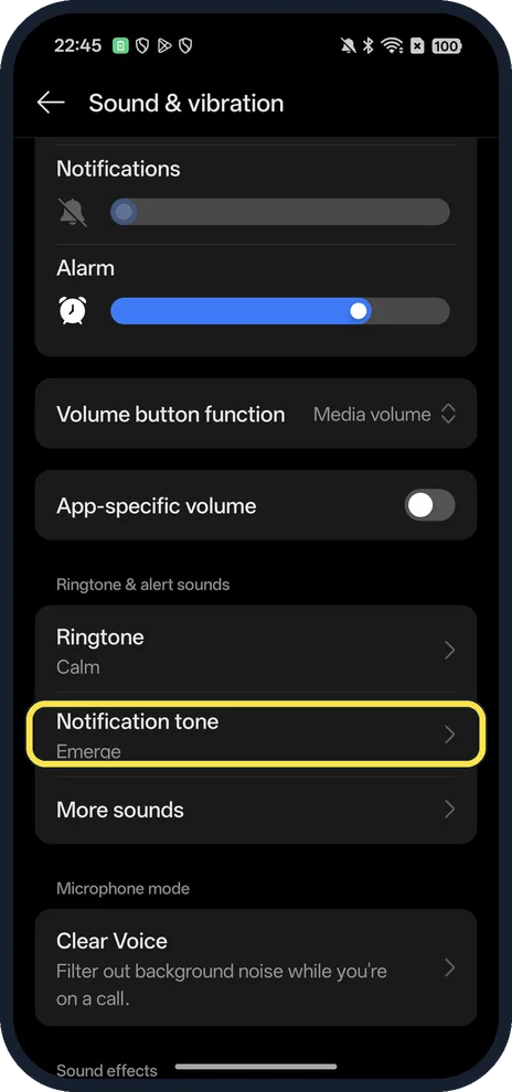 Android screenshot: Notification tone