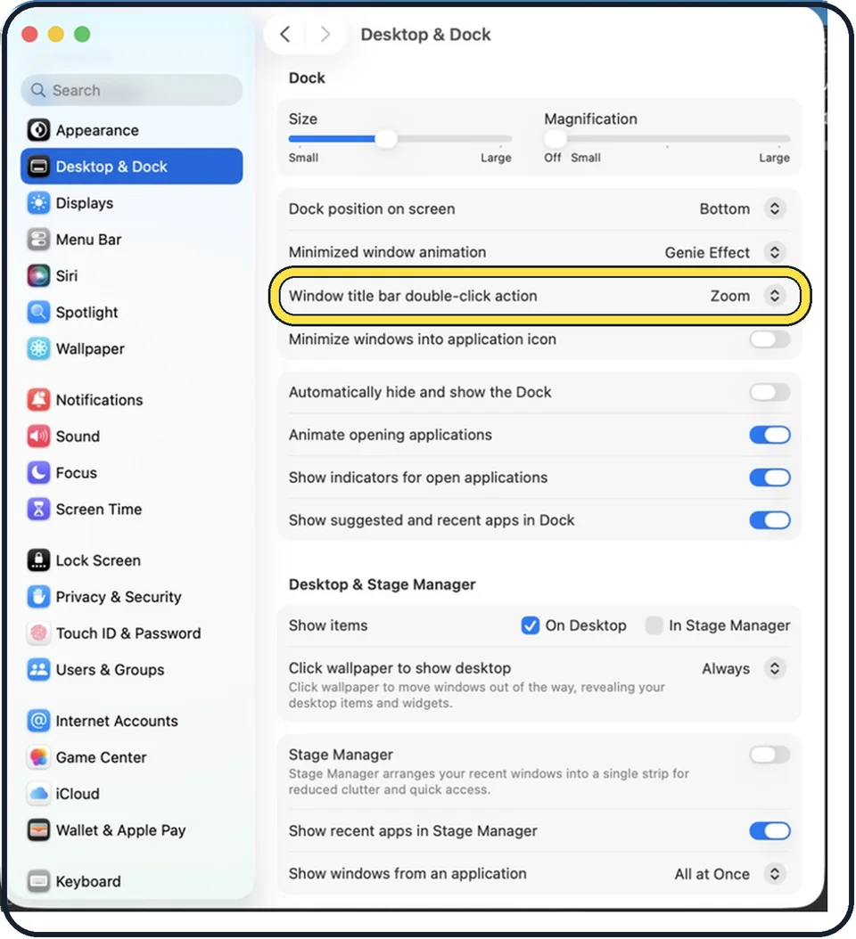 Mac screenshot: Choose the action