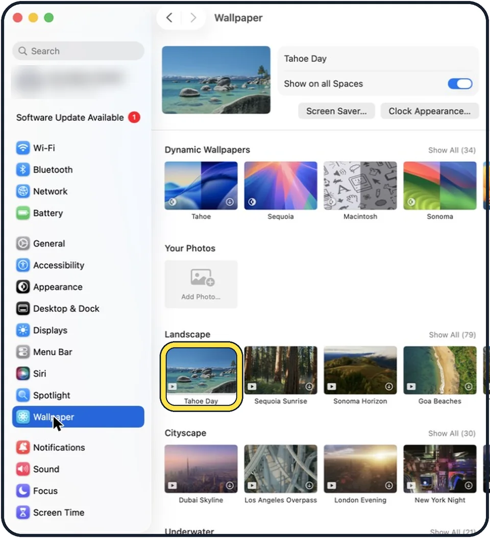 Mac screenshot: Click a wallpaper