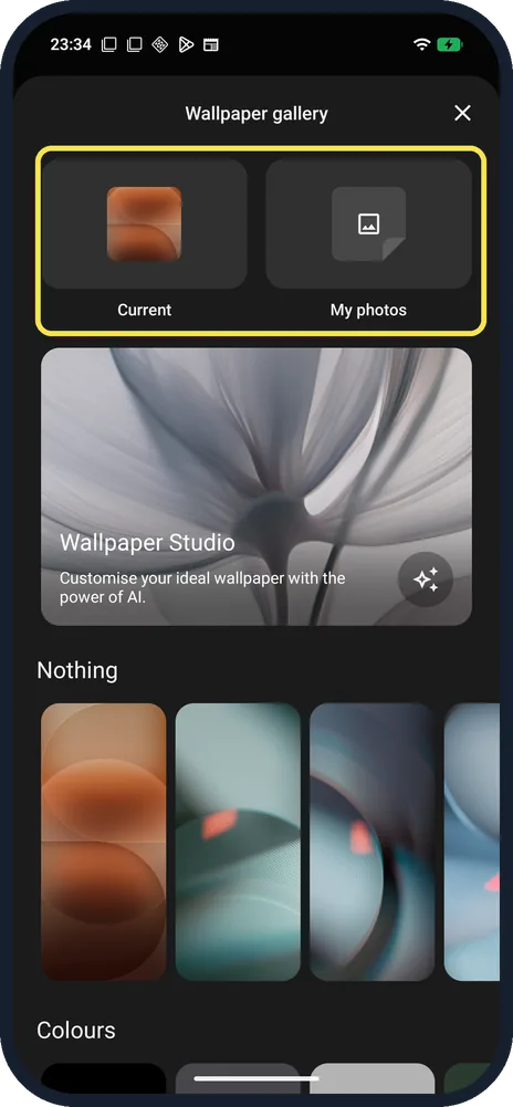 Android screenshot: Current and My photos