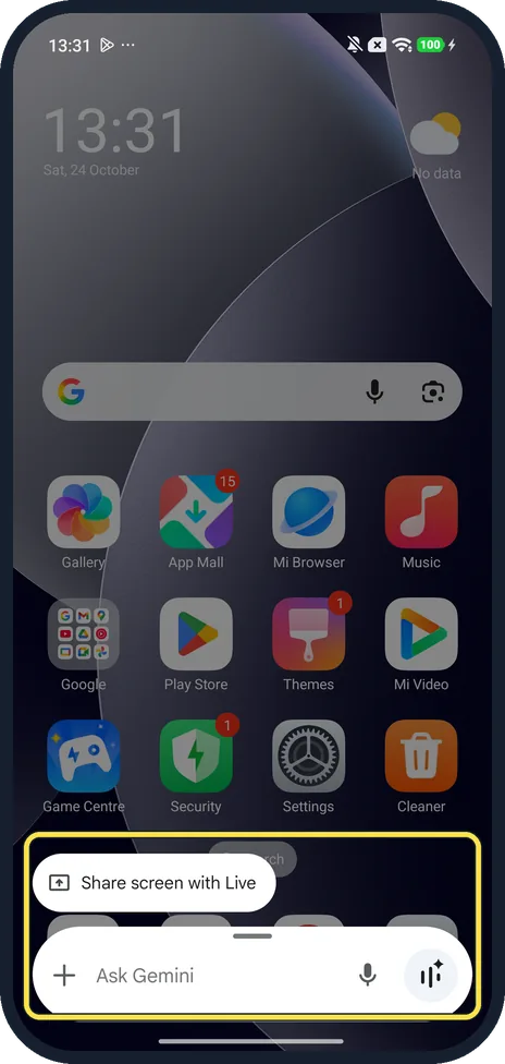 Android screenshot: Holding Power on our Redmi