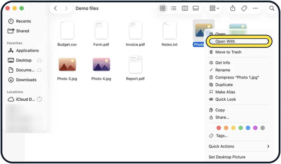 Screenshot from the guide: How to change which app opens a file type on a Mac