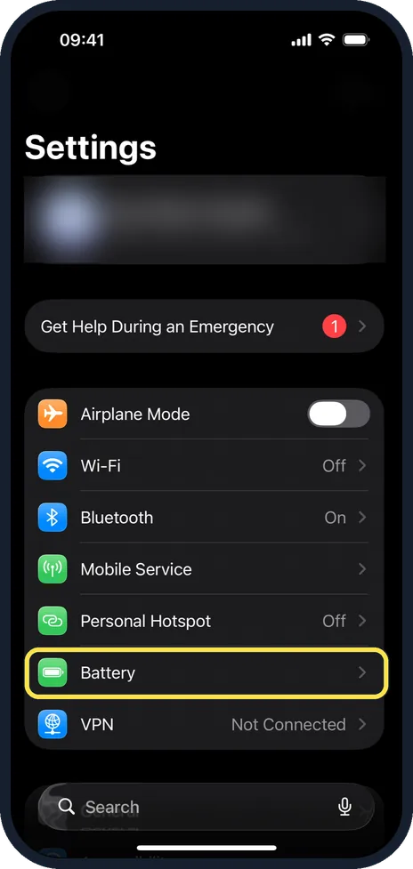Screenshot from the guide: How to check battery health on an iPhone