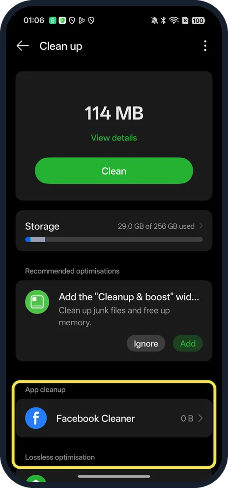 Android screenshot: App cleanup