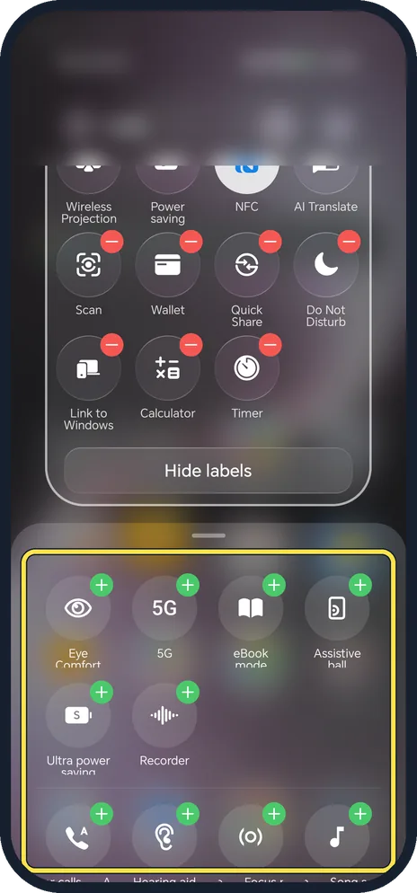 Android screenshot: Add tile list