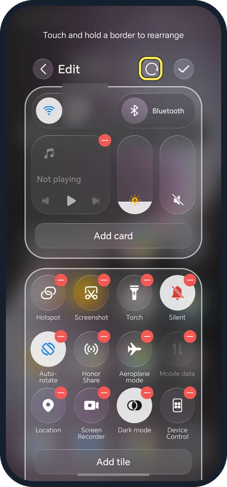 Android screenshot: Reset