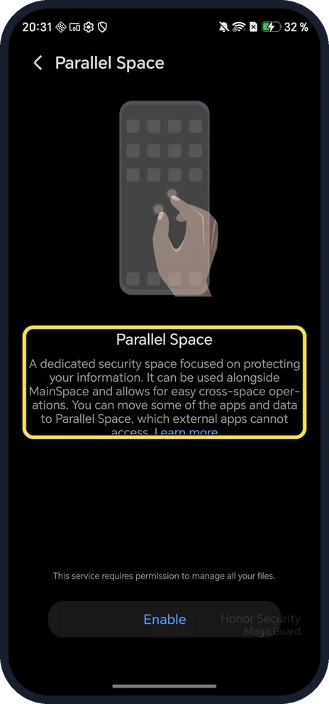 Android screenshot: Parallel Space