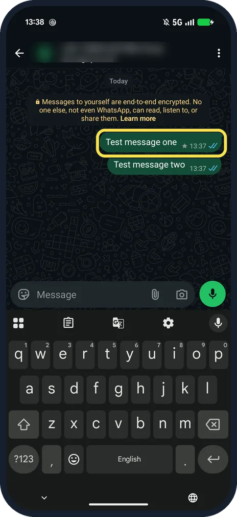 Android screenshot: Starred message