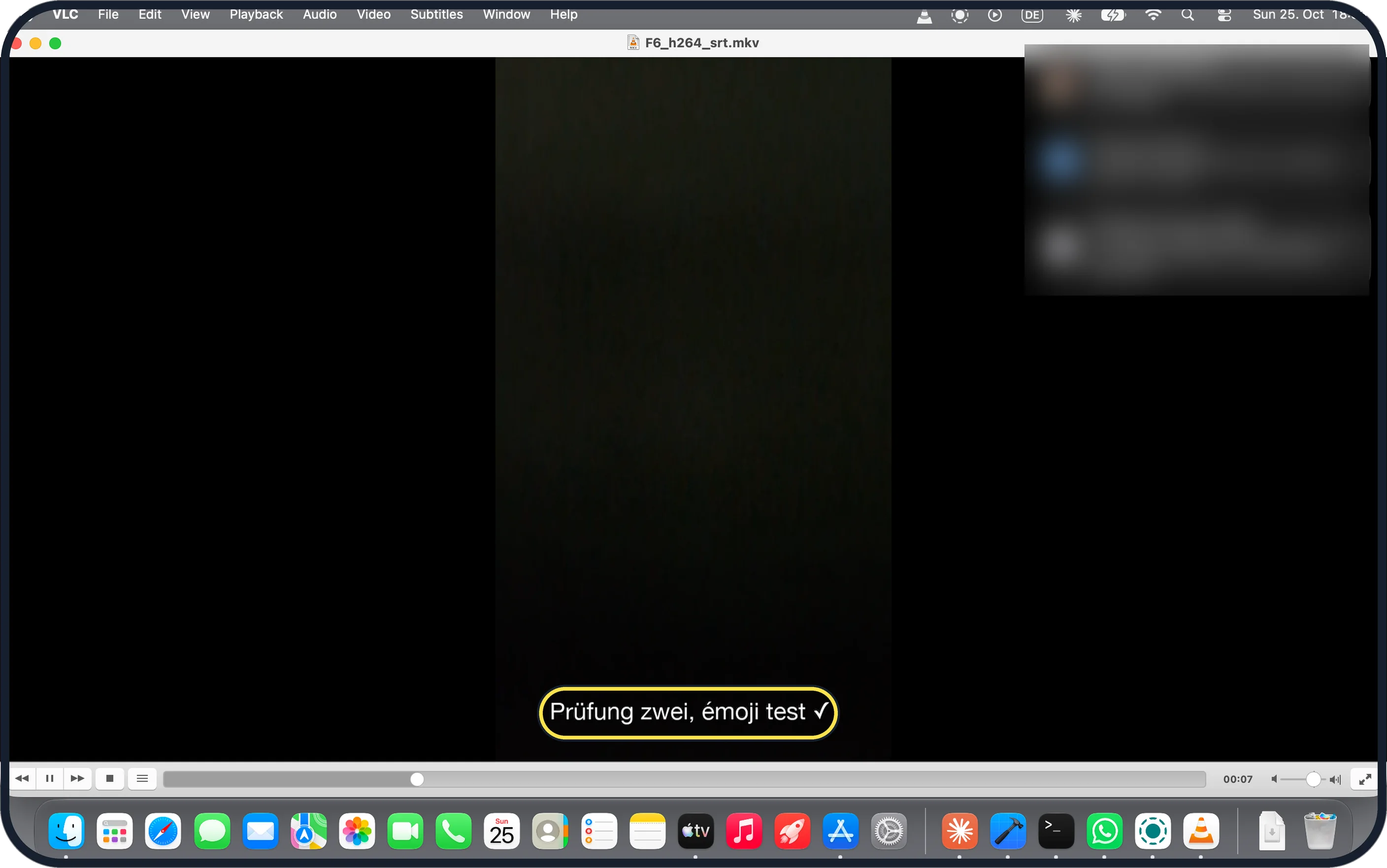 Mac screenshot: Prüfung zwei, émoji test ✓
