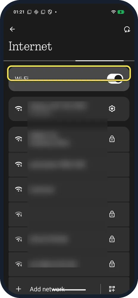 Android screenshot: Wi-Fi