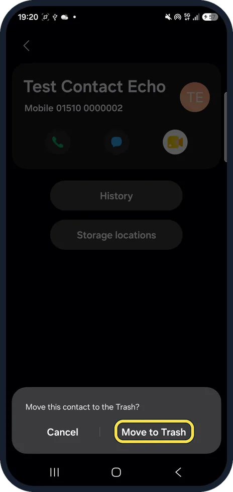 Android screenshot: Move to Trash
