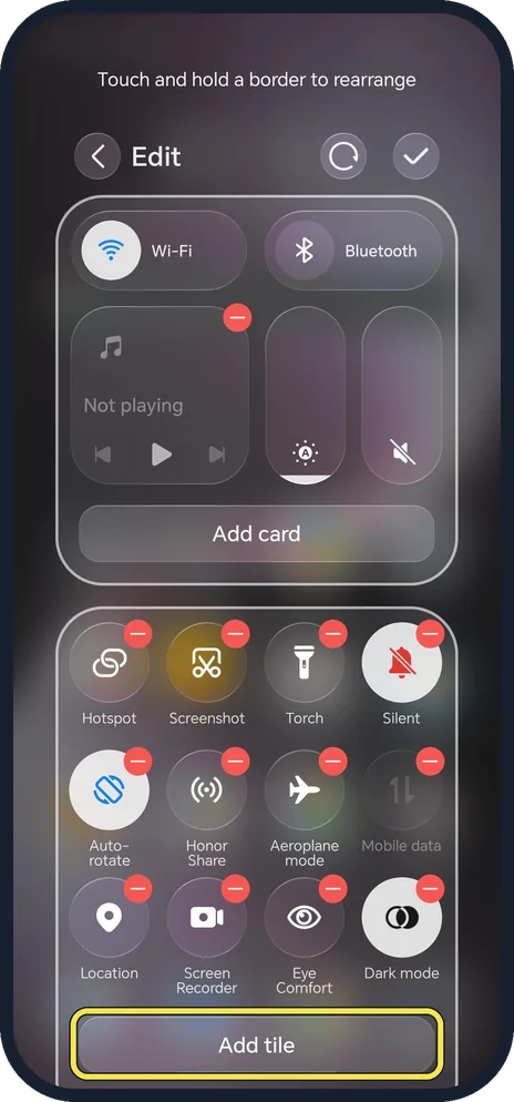 Android screenshot: Add tile
