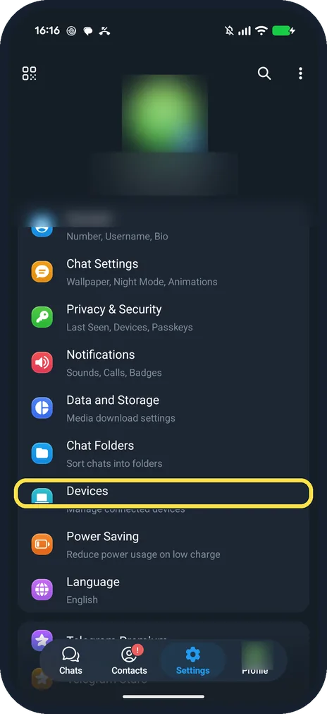 Android screenshot: Devices