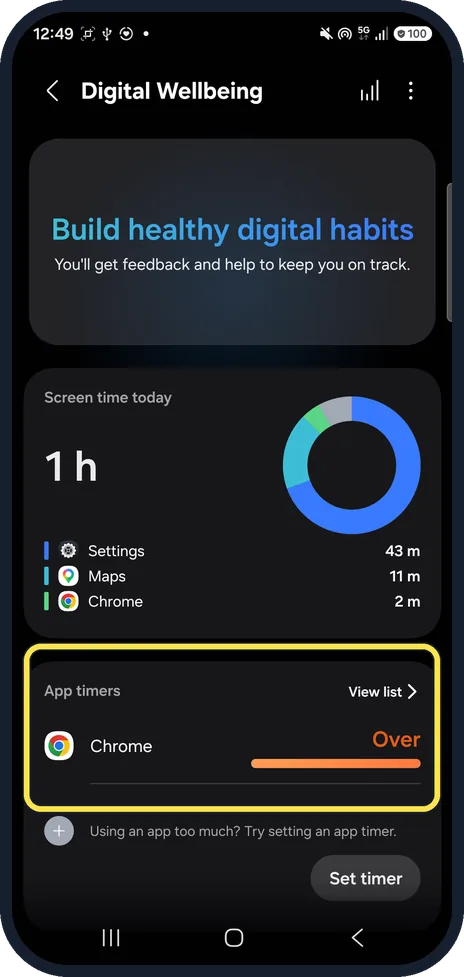Android screenshot: View list