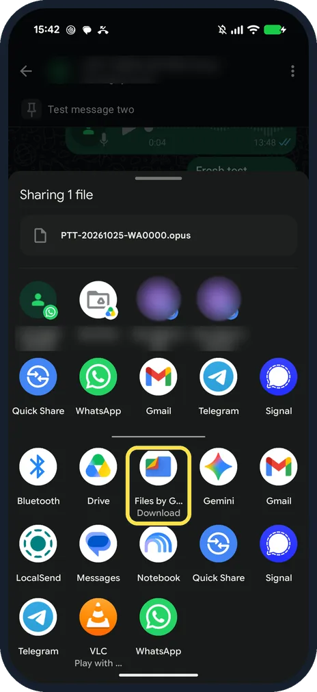 Android screenshot: Files by Google, Download