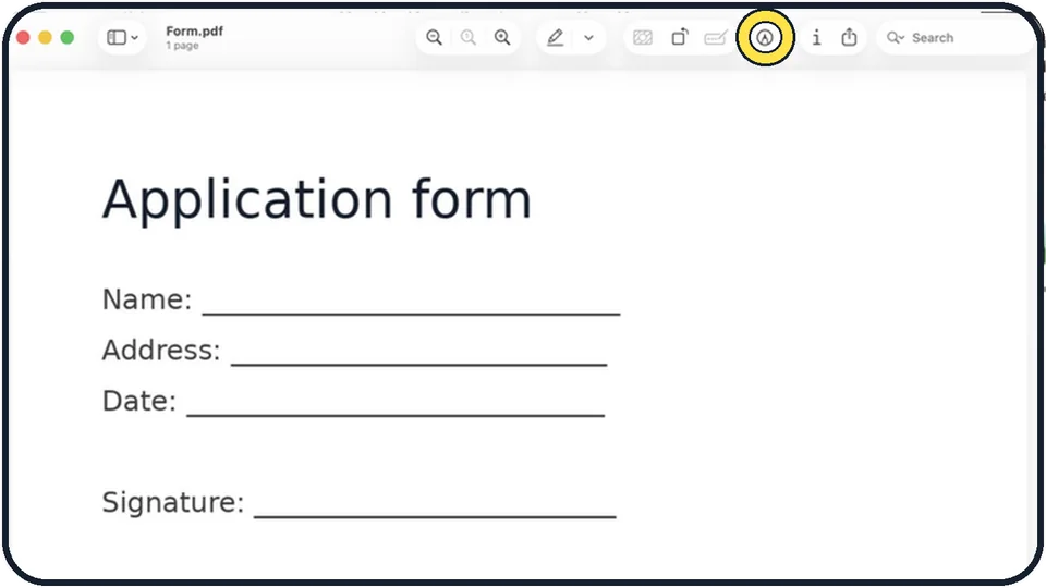 Mac screenshot: Click the Markup button