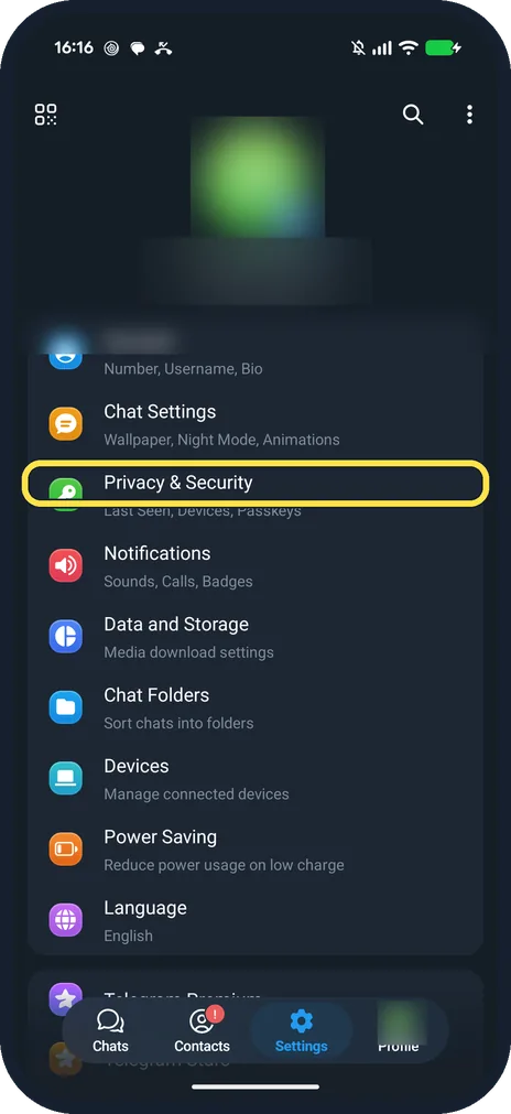 Android screenshot: Privacy & Security