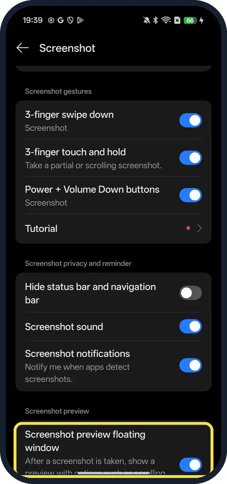 Android screenshot: Screenshot preview floating window