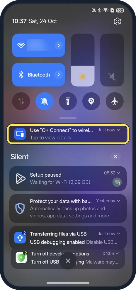 Android screenshot: O+ Connect offer