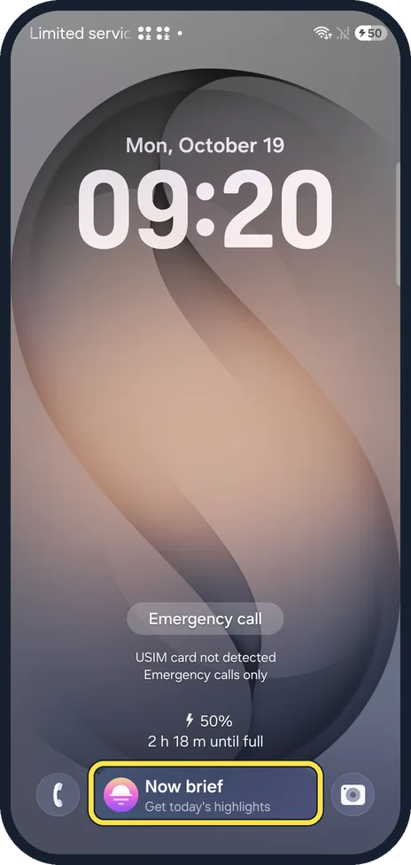 Android screenshot: Now brief on our lock screen