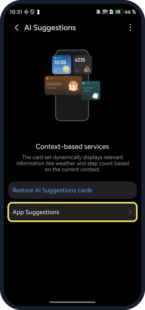 Android screenshot: App Suggestions