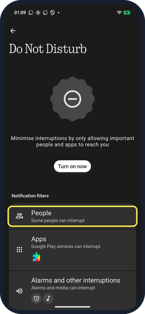 Android screenshot: People