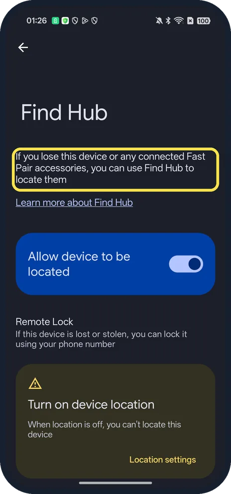 Android screenshot: Fast Pair accessories