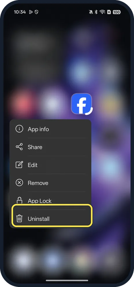 Android screenshot: Uninstall