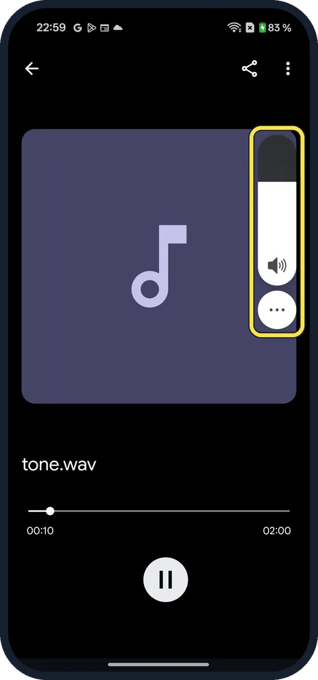 Android screenshot: Panel with the switch off: slider and three dots only
